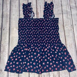 Clarisbelle Summer Floral Square Neck Ruffle Tank Top